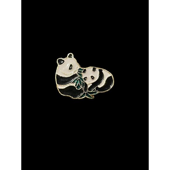 Vintage Panda Bears Enamel Brooch Pin Made in China - Picture 2 of 4